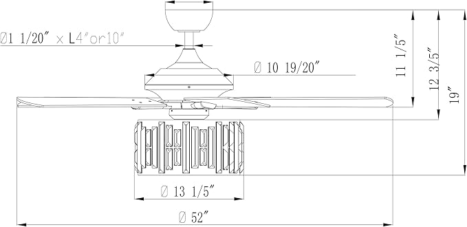 Parrot Uncle Ceiling Fans with Lights and Remote 52 Inch Ceiling Fan with Light for Bedroom Crystal Chandelier Outdoor Ceiling Fans for Patios Covered, Silver