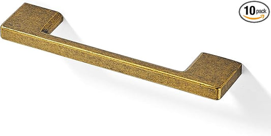 TUNNY 10 Pack Classic Cabinet Handles-3"/76mm Screw Spacing Antique Brass Furniture Hardware Handles for Kitchen Cabinets Bedroom Cabinet Pull