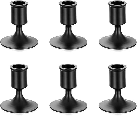 Sziqiqi Candlesticks Holder for Wedding Table Centerpiece - Black Taper Candle Holders Candle Stick Holder Bulk for Christmas Candlelight Dinner Wedding Party Festival Decor Pack of 6