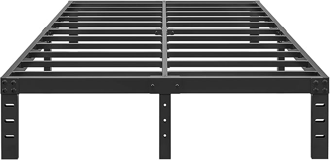 10 Inch Full Size Bed Frame - No Box Spring Needed Heavy Duty Metal Platform Mattress Foundation with Steel Slats, Non-Slip Noise Free Easy Assembly Black Bedframes
