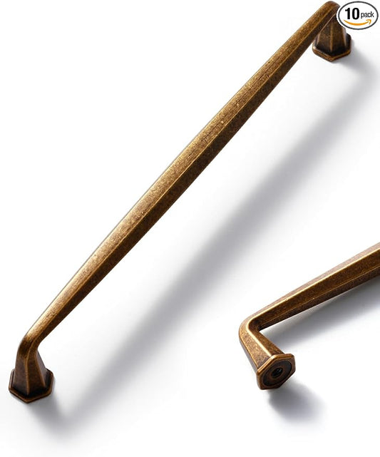 10 Pack Antique Brass Cabinet Pulls 7.56" Hole Center Vintage Drawer Pulls Dresser Handles Hardware Bathroom Zinc Alloy