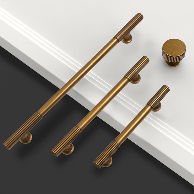 Asidrama 10 Pack Antique Brass Kitchen Cabinet Knobs Cabinet Hardware Zinc Knobs for Dresser Drawers