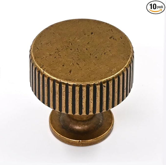 Asidrama 10 Pack Antique Brass Kitchen Cabinet Knobs Cabinet Hardware Zinc Knobs for Dresser Drawers