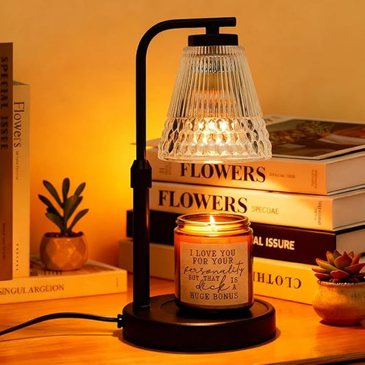 Candle Warmer Lamp Adjustable Height & Dimmable, Electric Candle Warmers for Jar Candles, Home Decor Lamp with Timer, Perfect Gifts for Women Men, Safe Night Light for Bedroom Office (Black)