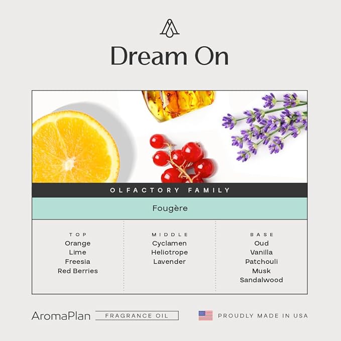 AromaPlan Hotel Scents Dream On 16 Fl Oz (473ml), Home Luxury Aroma & Hotel Diffuser Oil- Hotel Diffuser Oil for Aromatherapy- USA Made, Bigger Bottle, Bolder Aroma & Longer Lasting