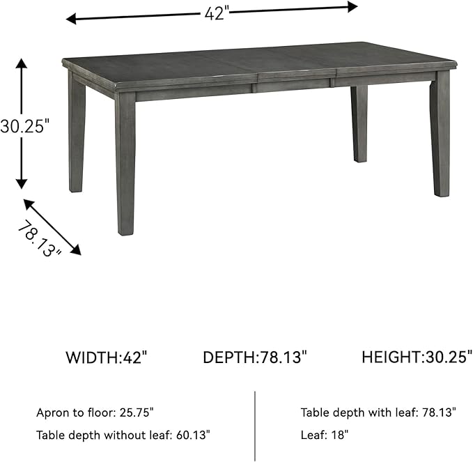 Signature Design by Ashley Hallanden Modern Farmhouse Rectangular Dining Room Butterfly Extension Table with Self-Storing Leaf, Seats Up to 6, Wood, Dark Gray