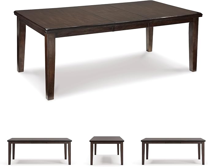 Signature Design by Ashley Haddigan Traditional Rectangular Dining Extension Table, Seats up to 8, Dark Brown