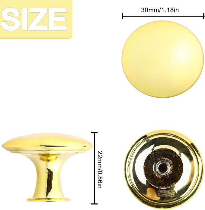 10 Pack Frosted Golden Round Kitchen Cabinet Knobs Cupboard Door Knobs Drawer Handle Pulls Dresser Knobs with 10 Pcs Screws for Bathroom Drawer Door Hardware