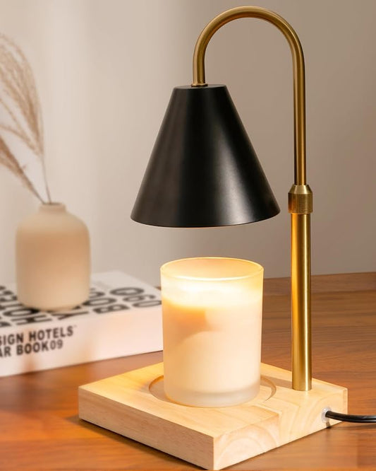 Candle Warmer Lamp with Timer & Dimmer 2 Bulbs, Home Decor Kitchen Countertop Lamp for Soy Candle, Gift for Mom Friends and New Home (Black, Mental)