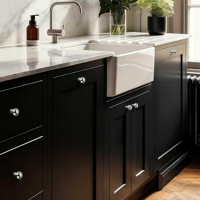 5 Pack 1-1/4 Inch Round Polished Chrome Zinc Kitchen Cabinet Knobs and Drawer Pulls for Cabinets and Dressers