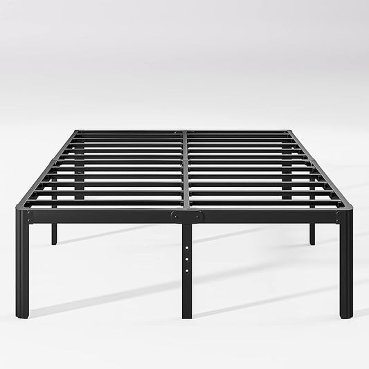 Hunlostten 18in High Queen Bed Frame No Box Spring Needed, Heavy Duty Metal Platform Bed Frame Queen Size with Round Corners, Easy Assembly, Noise Free, Black