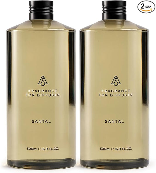 AromaPlan Hotel Scents Santal 16 Fl Oz 2 Pack (946ml), Home Luxury Aroma & Hotel Fragrance Diffuser Oil- Hotel Diffuser Oil for Aromatherapy- USA Made, Bigger Bottle, Bolder Aroma & Longer Lasting
