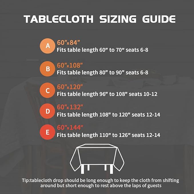 EVERLY 100% Yarn-Dyed Linen Rectangle Tablecloths 60x84Inches for Dining,Buffet Parties,Picnic,Events and Restaurants,Decorative Halloween,Thanksgiving Machine Washable Tablecloths-Black Plaid