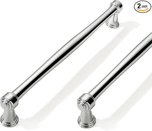2 Pack 8inch(203mm) Center to Center Vibrant Polished Nickel Cabinet Pulls Handles for Cabinets Cupboard Solid Heavy Duty Drawer Handles Dressers Kitchens bedrooms