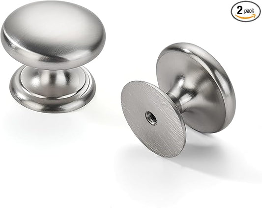 khtumeware 2 Pack 1-1/2 inch Bifold Closet Door Knobs Brushed Satin Nickel Cabinet Knobs Made of Zinc Alloy Suitable for Kitchen Cabinets/Bathroom Cabinets/Bedroom Furniture