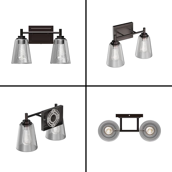 LEDMyplace 2-Lights Bathroom Vanity Light Over Mirror, Modern Wall Lights for Living Room, Bedroom, Bedroom Clear Glass Shade Oil Rubbed Bronze Finish Indoor E26 Base Decorative Wall Lamp