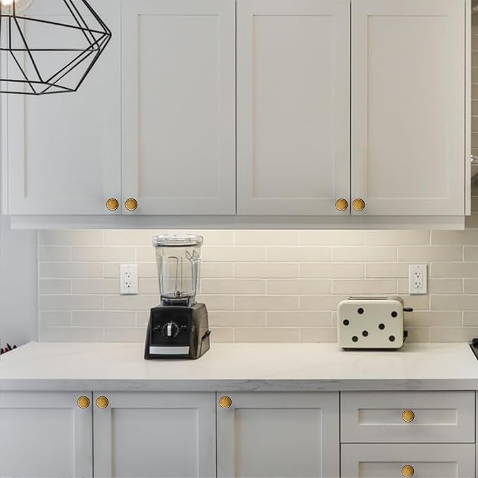 Asidrama 10 Pack Brushed Antique Brass Kitchen Cabinet Knobs Cabinet Hardware Zinc Knobs for Dresser Drawers