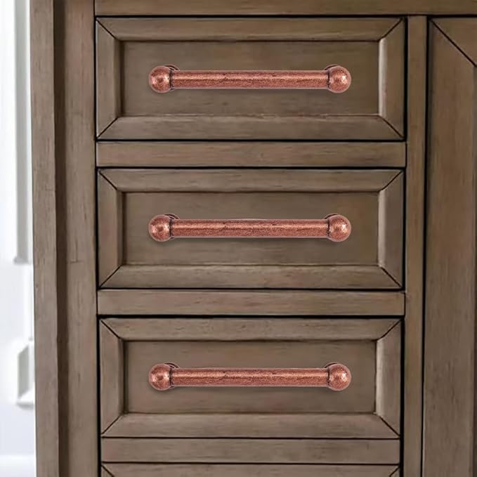 khtumeware 10 Pack 4 Inch Hole Center Antique Copper Cabinet Pulls Heavy Duty Solid Cabinet Handles cabinets Dressers Kitchens Handles Bathroom cabinets