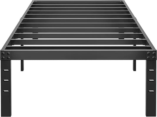14 Inch Metal Twin XL Bed Frame No Box Spring Needed - Easy Assembly Heavy Duty Noise Free Narrow Bedframes - Single Black Basic Steel Slats Platform with Storage