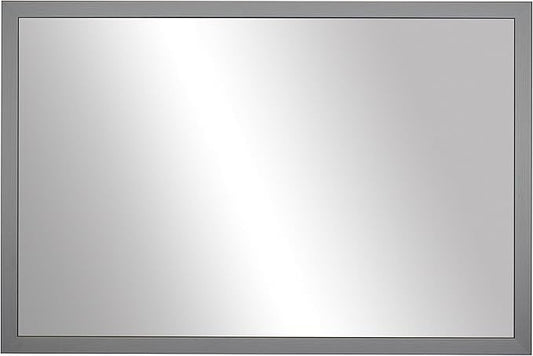 Frame My Mirror Silver Bathroom Mirror for Wall, 34" x 44" Stainless Steel Bathroom Vanity Mirror, Made in USA, Hangs Horizontally or Vertically, Ellis Design