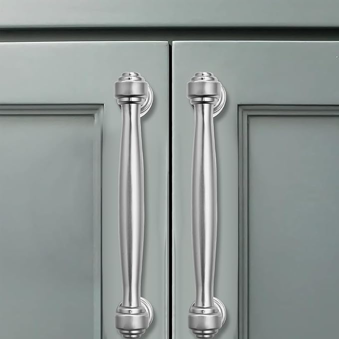 2 Pack 5inch(128mm) Center to Center Brushed Satin Nickel Cabinet Pulls Handles for Cabinets Cupboard Solid Heavy Duty Drawer Handles Dressers Kitchens bedrooms