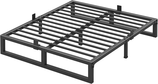10 inch Queen Bed Frame Low Profile Metal Platform with Mattress Slide Stopper,Heavy Steel Slats Support Frames,No Box Spring Needed,Noise Free,Non-Slip,Easy Assembly