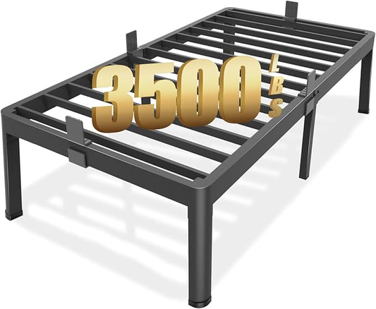 FUIOBYVV Twin XL Bed Frames with Round Corner Edge Legs 18 inch High 3500 lbs Heavy Duty Metal Platform Bed Frame Twin Size No Box Spring Needed/Non-Slip/Steel Slat Support/Noise Free