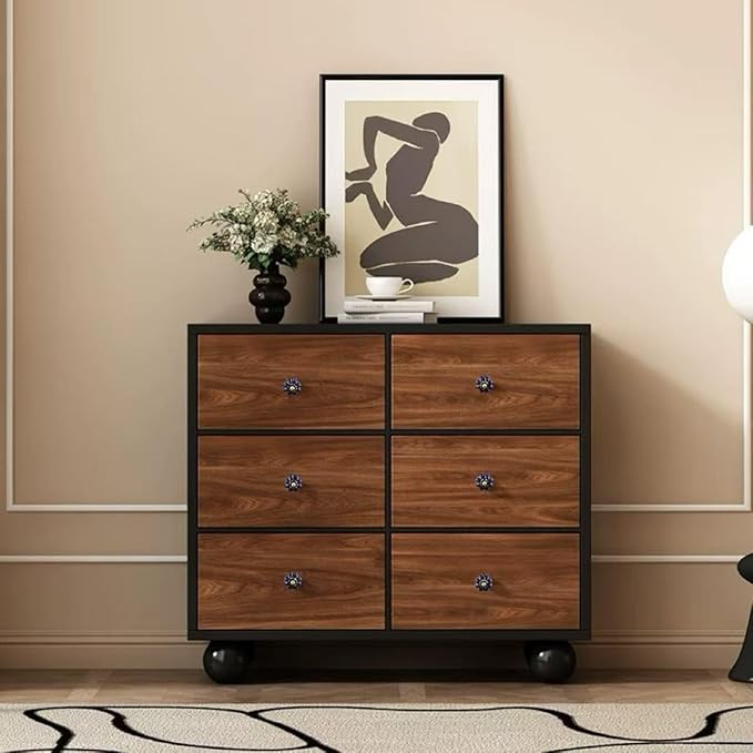 Navy Blue Vintage Ceramic Cabinet Knobs, Dresser Knobs with Mounting Screws 4pcs