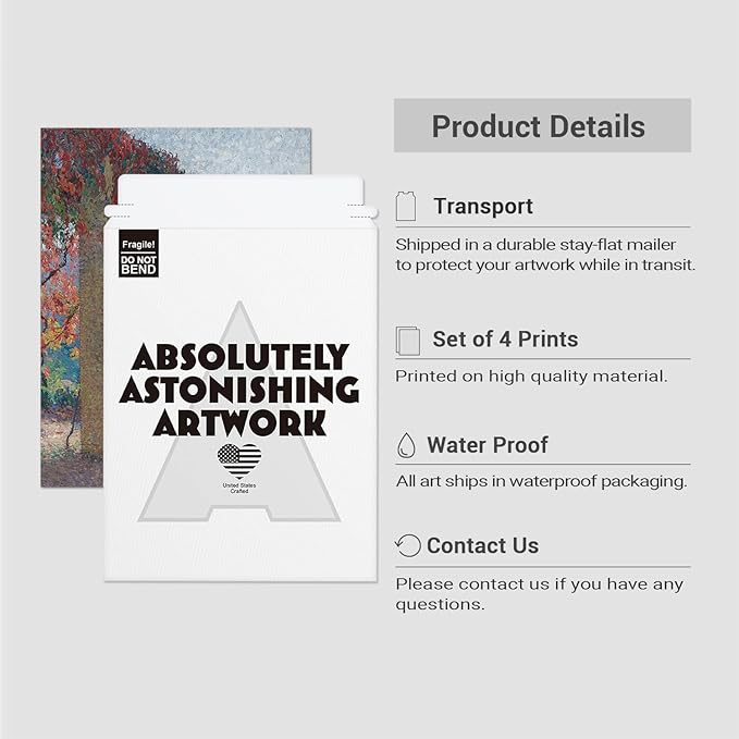 SIGNWIN Adhesive Canvas Poster Watercolor Pastel Antique Flower Bouquet Forest Landscapes Nature Wilderness Illustrations Modern Art Decorative Zen Relax/Calm Multicolor for Bedroom - 12"x16"x 4