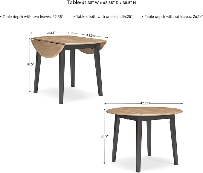Signature Design by Ashley Gesthaven Contemporary Dining Drop Leaf Table with 4 Legs, Light Brown & Dark Brown