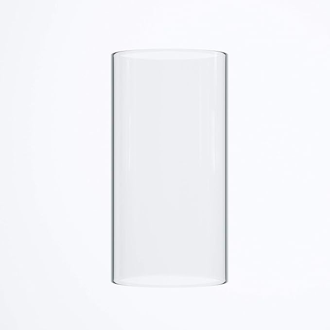 Large Size Hurricane Candle Holder - Glass Cylinder Open Both Ends, Open Ended Hurricane, Glass Lamp Shade Replacement (3" Wide x 8" Tall)