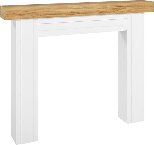 HOMCOM Modern Fireplace Mantel, Freestanding Fireplace Surround with Leg for Electric Fireplaces, 51.2" W x 40.6" H, Natural Wood
