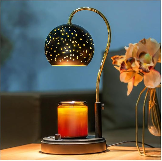 Candle Warmer Lamp with Timer, Candle Warmer Lamp Adjustable Height with 2 Bulbs, Dimmable Electric Candle Warming Lamp for Scented Jar Candles, Black