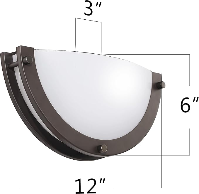 CLOUDY BAY 12 inch Wall Lamp,CRI90+15W 3000K/4000K/5000K Color Temperature Adjustable Dimmable Wall Sconce,LED Half Moon Wall Fixture, Oil Rubbed Bronze