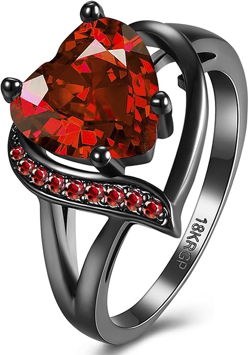 Engagement Rings for Women AAA+ Heart Cubic Zirconia Promise Rings for Her Valentines Day Gifts Womens Rings Black Gold Gothic Rings Promis Ring Wedding Rings Statement Rings for Women
