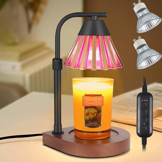 Dimmer Candle Warmer Lamp with Timer, Adjustable Height Farmhouse Electric Wax Melt for Jar Candles, Home Decor Thanksgiving Christmas Day Gifts for Grandma Mom Women (Gold Purple)