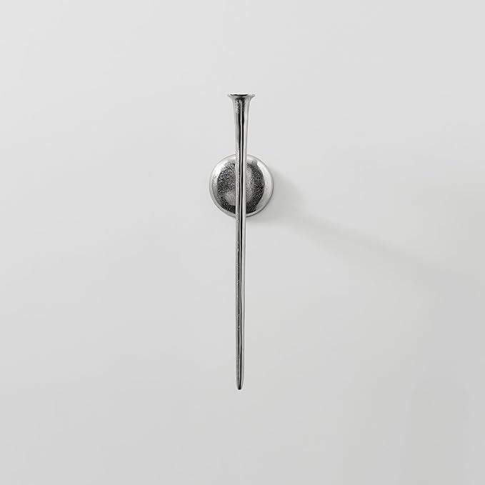 One Piece Aspar Wall Sconce, Modern Candle Holder with Elegant Hook Design, Versatile Decorative Lighting for Indoor Wall Decor and Ambiance Setting, Silver (Candle Not Included)