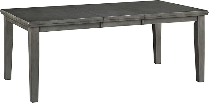 Signature Design by Ashley Hallanden Modern Farmhouse Rectangular Dining Room Butterfly Extension Table with Self-Storing Leaf, Seats Up to 6, Wood, Dark Gray