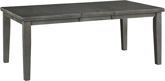 Signature Design by Ashley Hallanden Modern Farmhouse Rectangular Dining Room Butterfly Extension Table with Self-Storing Leaf, Seats Up to 6, Wood, Dark Gray