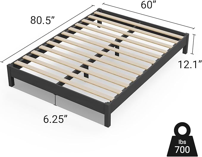LIFEMENT Queen Signature Wood Platform Bed Frame Black, Noise-Free, Under Bed Storage, No Box Spring Needed, Easy Assembly
