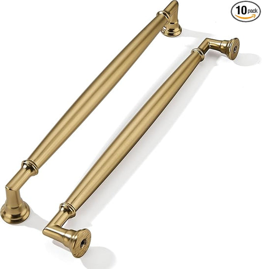 khtumeware 10 Pack 7-1/2 Inch(192mm) Champagne Bronze Cabinet Pulls Heavy Duty Solid Satin Brass Cabinet Handles Kitchen Antique Cabinet Hardware for Cupboard Drawer Handles