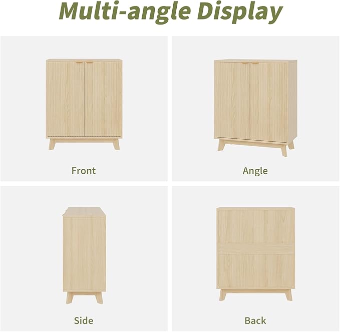 Garvee 34.49 in Sideboard Buffet Cabinet with Storage, Modern Fluted Accent Credenza with Doors & Adjustable Shelves, Wood Coffee Bar Console Table for Living Room, Dining Room, Kitchen or Entryway