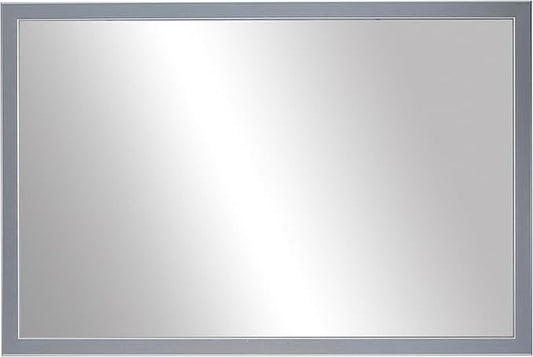 Frame My Mirror Silver Bathroom Mirror for Wall, 36" x 48" Brushed Chrome Bathroom Vanity Mirror, Made in USA, Hangs Horizontally or Vertically, Ellis Design