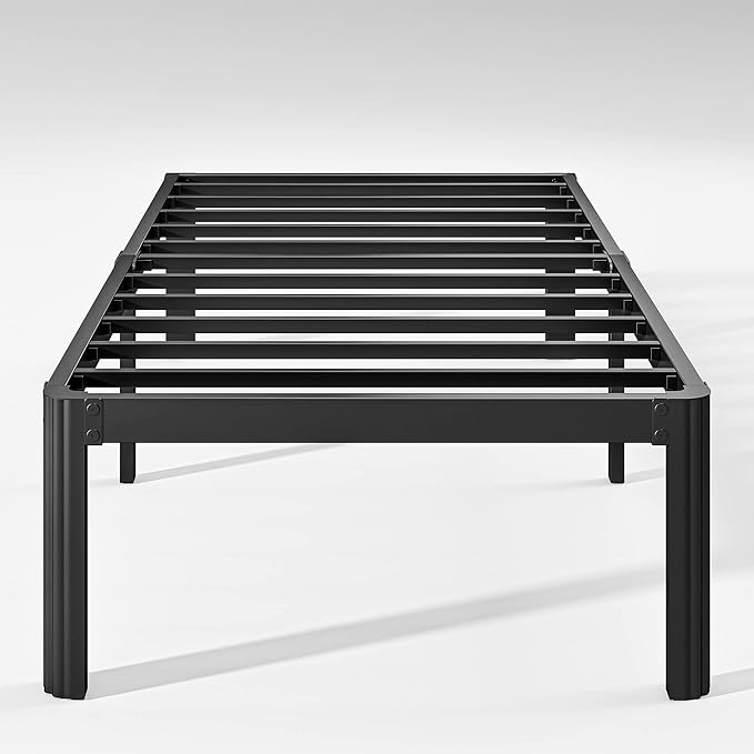 Hunlostten 16" Heavy Duty Twin Bed Frame No Box Spring Needed, Metal Platform Bed Frame Twin with Round Corners, Easy Assembly, Noise Free, Black