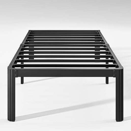 Hunlostten 16" Heavy Duty Twin Bed Frame No Box Spring Needed, Metal Platform Bed Frame Twin with Round Corners, Easy Assembly, Noise Free, Black