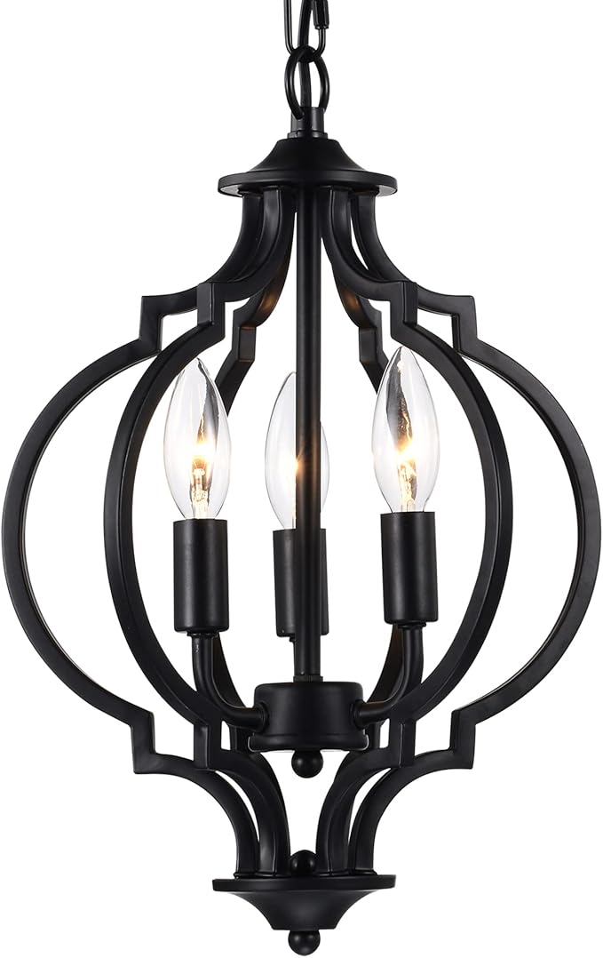 Mr.Color Black Chandeliers Modern Farmhouse Chandelier Small Antique Metal Chandelier 3 Light Island Candlestick Chandelier