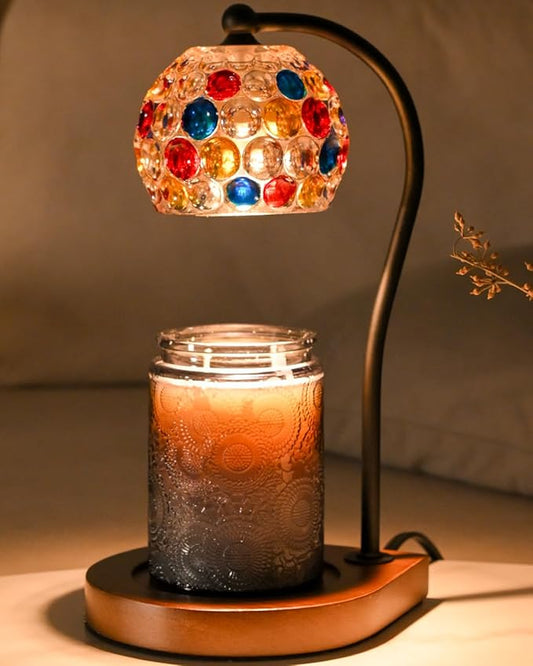 Candle Warmer Lamp Timer - Christmas Gifts for Women Mom, House Warming Gifts New Home Decor Modern Farmhouse Decor, Glass Candle Warmer Wax Melt with 2 Bulbs White
