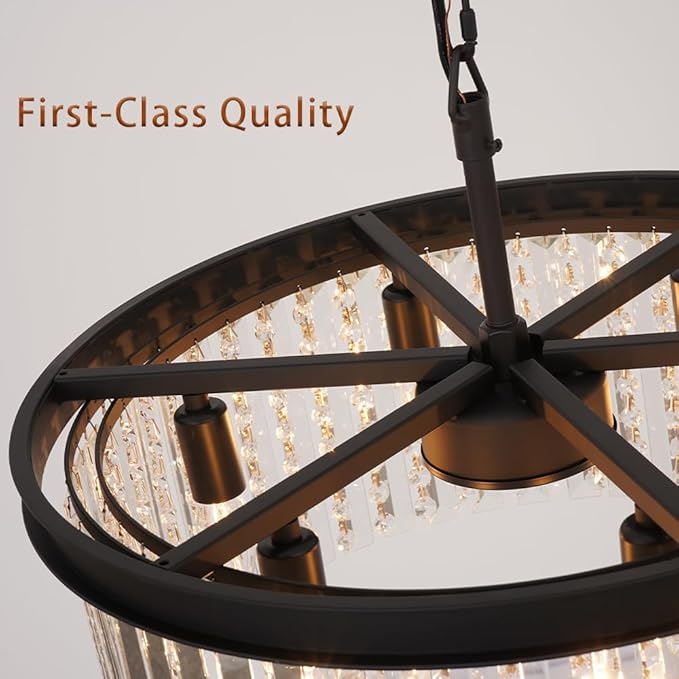 Modern Luxury Black Crystal Chandelier, 20" Small Pendant Light for Entryway, Dining Room, Foyer, Kitchen, Hallway