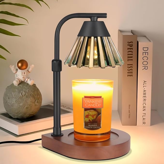 Dimmer Candle Warmer Lamp with Timer, Adjustable Height Farmhouse Electric Wax Melt for Jar Candles, Home Decor Thanksgiving Christmas Day Gifts for Grandma Mom Women (Golden Green)