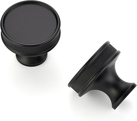 Ravinte 30 Pack 1-1/5"(30mm) Matte Black Cabinet Knobs Knurled Dresser Drawer knobs Kitchen Cupboard Handles for Cabinet Hardware